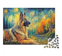 Rompecabezas de 1000 Piezas de Pastor Alemán, Interior de Coche Estrellado, Actividad Padre-Hijo, Ocio en Casa, 38x26cm