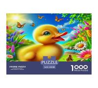 Rompecabezas de 1000 Piezas de Pato Amarillo para Adultos y niños: un Patito con Mariposas en el Prado. Juego Educativo Divertido y desafiante para Toda la Familia. 52 x 38 cm (1000 Piezas).