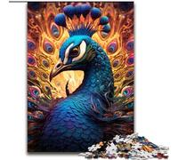 Rompecabezas de 1000 Piezas de Pavo Real psicodélico Hecho de cartón, decoración del hogar y la Oficina, Fiestas, cumpleaños y Regalos navideños 1000 Piezas(26x38cm)