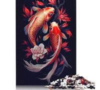 Rompecabezas de 1000 Piezas de Peces koi japoneses. Rompecabezas de Madera. Juguete Educativo. Juegos Familiares. Regalo Ideal para Navidad y cumpleaños. 1000 Piezas (75 x 50 cm).