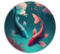 Rompecabezas de 1000 Piezas de Peces koi para Adultos. Un desafío para la Mente, Actividad Familiar, decoración del hogar, Regalo navideño (tamaño 67,5 x 67,5 cm).