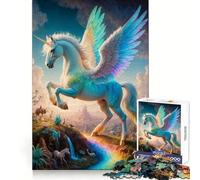 Rompecabezas de 1000 Piezas de Pegaso de la mitología mística para Adultos y Adolescentes Juego Mental, diversión Tranquila, Bordes Afilados, Regalo Memorable (38x52cm)