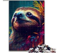 Rompecabezas de 1000 Piezas de Perezoso Colorido de Madera, Padres, Parejas y Amigos Edades 14+ 50x75cm Actividad de Noche de Juegos Familiar Atractiva