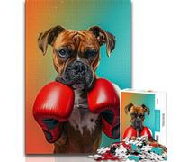 Rompecabezas de 1000 Piezas de Perro Boxeador para Adolescentes, Juego Familiar antiestrés, desafío difícil, colección de Artistas, Bellas Artes (38x26cm)