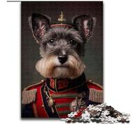Rompecabezas de 1000 Piezas de Perro con Uniforme Militar de Madera, Ideal para Regalar en Navidad, Obra de Arte humorística, con Detalles de 50x75cm Un Regalo Ideal para Navidad o cumpleaños