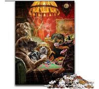 Rompecabezas de 1000 Piezas de Perro Jugando al póquer de Madera, Divertido Juego de ingenio para Adolescentes, Fiestas, 50x75cm