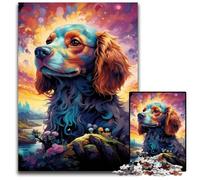 Rompecabezas de 1000 Piezas de Perro Pastor psicodélico de Madera para Adultos, Regalo de desafío Mental, Actividad educativa para Adolescentes, 50x75cm/19,68x29,52 Pulgadas