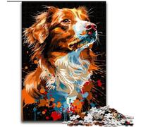 Rompecabezas de 1000 Piezas de Perro Perdiguero de Nueva Escocia, de Madera, Ideal para la interacción Familiar y como Regalo Divertido, con un Vibrante diseño Abstracto (tamaño 50x75cm)