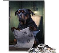 Rompecabezas de 1000 Piezas de Perro Rottweiler Leyendo periódico,Rompecabezas de Madera para Adultos,50x75cm,Actividad Divertida para la Familia,desafío Mental, Adolescentes.