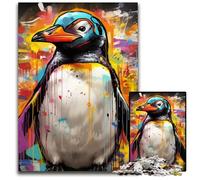 Rompecabezas de 1000 Piezas de pingüino Grafiti de Madera para Adultos, desafiante Rompecabezas de Bricolaje, Juego Familiar Perfecto o Regalo Decorativo, 50x75cm/19,68x29,52 Pulgadas