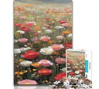Rompecabezas de 1000 Piezas de Pintura al óleo de Flor de Amapola para Adolescentes, Ideal para aliviar el estrés, Toda la Familia (50x75cm)