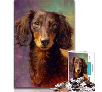 Rompecabezas de 1000 Piezas de Pintura al óleo de Perro Salchicha para Adolescentes, desafiantes Juegos Familiares, Juguete DIY para Decorar la Pared del hogar (38x26cm)