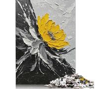 Rompecabezas de 1000 Piezas de Pintura Floral Abstracta con Flores Amarillas. Rompecabezas sostenible. Juegos. 38 x 26 cm (1000 Piezas).
