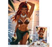 Rompecabezas de 1000 Piezas de Piratas en Playa Tropical Juguetes de Bricolaje Regalos para Mujeres y Hombres Juego Educativo para fomentar el Amor en Pareja tamaño 38x52cm