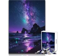 Rompecabezas de 1000 Piezas de Playa Nocturna con Vía Láctea para Adultos, Juego Interactivo de Habilidad cognitiva, Idea Memorable, tamaño 50x75cm