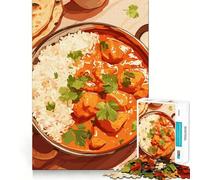 Rompecabezas de 1000 Piezas de Pollo Tikka Masala con arroz Juego de Habilidad Mental Divertido y entretenido Regalo Ideal para el Tiempo Libre y Ocasiones Especiales (50x75cm)