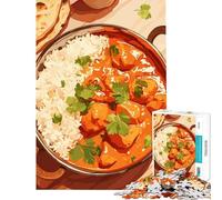 Rompecabezas de 1000 Piezas de Pollo Tikka Masala con arroz Juegos educativos para un desafío de Juego Educativo Juguete Ideal para Regalar y Pasar el Tiempo en casa Durante Las Vacaciones (38x26cm)