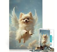 Rompecabezas de 1000 Piezas de Pomerania con alas de ángel para Adolescentes Juguete de lógica Mental Juego de Escape Relajante Arte de Bordes Finos Coleccionable (38x26cm)