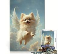 Rompecabezas de 1000 Piezas de Pomerania con alas de ángel para Adolescentes Juguete de lógica Mental Juego de Escape Relajante Arte de Bordes Finos Coleccionable (38x26cm)