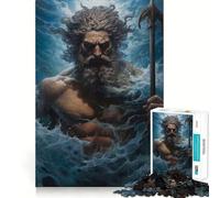 Rompecabezas de 1000 Piezas de Poseidón de la mitología Griega para Adolescentes Juguete de lógica con Forma de Tren para aliviar el estrés Corte Suave Regalo Memorable (50x75cm)