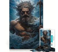 Rompecabezas de 1000 Piezas de Poseidón de la mitología Griega para Adolescentes Juguete de lógica con Forma de Tren para aliviar el estrés Corte Suave Regalo Memorable (38x26cm)