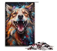 Rompecabezas de 1000 Piezas de psicodelia Colorida de Perros de Ojos Negros Rompecabezas de Madera Juegos educativos decoración del hogar 75 x 50 cm