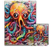 Rompecabezas de 1000 Piezas de Pulpo con Grafiti de cartón para Adultos, desafiante Rompecabezas de Bricolaje, Juego Familiar Perfecto o Regalo Decorativo de 26x38cm/10,23x14,96 Pulgadas.