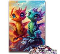 Rompecabezas de 1000 Piezas de Rainbow Dragon Baby para Adultos y Adolescentes Un Juego desafiante y Familiar Toda la Familia (38x26cm)