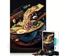 Rompecabezas de 1000 Piezas de Ramen Japan Neon Food para Adolescentes, Juguete de lógica Mental, Corte Firme y Tranquilo, artículo de Santa Wish (50x75cm)