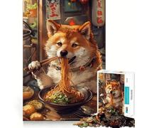 Rompecabezas de 1000 Piezas de Ramen Shiba Inu para Adolescentes Mejora la Memoria, Relajación Suave, Corte Premium, Sorpresa de cumpleaños (38x26cm)