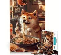 Rompecabezas de 1000 Piezas de Ramen Shiba Inu para Adultos y Adolescentes Juguete de lógica sólida, Divertido y silencioso Corte de precisión Selección de Deseos de Santa Claus (38x52cm)