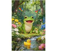 Rompecabezas de 1000 piezas de ranas del bosque: escenas de animales con pájaros y flores. ¡Un desafío!