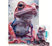 Rompecabezas de 1000 Piezas de Ranas Rojas y Azules para Adolescentes Juguete para ejercitar la Mente Juego de Mesa en Grupo Arte y Montaje Regalo clásico (38x52cm)