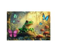 Rompecabezas de 1000 piezas de ranas y mariposas en el bosque encantado para adultos, rompecabezas de madera para adultos, regalos para decoración del hogar