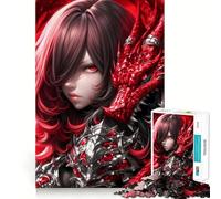 Rompecabezas de 1000 Piezas de Red Dragon ﹨u Warrior Anime Girl para Adultos y Adolescentes, Juguete de Habilidad, diversión Relajante, Borde Ajustado, Regalo para Festivales (38x52cm)