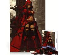 Rompecabezas de 1000 Piezas de Red Hood Anime Girl Steampunk Anime Girl Gaming para Adultos Rompecabezas para ejercitar la Mente Pasatiempo en casa Bordes limpios Un Regalo Encantador (50x75cm)