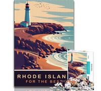 Rompecabezas de 1000 Piezas de Rhode Island Coast para Adultos, Ayuda a ejercitar el Cerebro Juguetes adictivos para Cultivar la Paciencia Gran Regalo 38x26cm