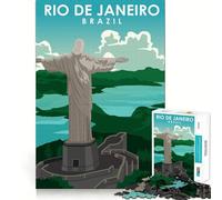 Rompecabezas de 1000 Piezas de Río de Janeiro,Arte de Viaje,Juego de Corte sin Costuras,Actividad Mental Inteligente,Juego Tranquilo,Divertido,Regalo de cumpleaños,pasatiempo (38x26cm)