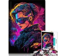 Rompecabezas de 1000 Piezas de Robots de neón para Adultos Ideal para Noches de Juegos Juguete Colorido para Regalar en casa (50x75cm)