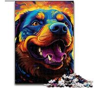 Rompecabezas de 1000 Piezas de Rottweiler, Arte Colorido, desafiante, desarrolla la coordinación Ojo-Mano, Perfecto para Regalos de cumpleaños (tamaño 50x75cm)