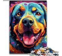 Rompecabezas de 1000 Piezas de Rottweiler, Arte Colorido, difícil de Entender para Adultos, Ideal para interactuar en Familia y como Regalo Divertido, diseño Abstracto Vibrante (tamaño 26x38cm)