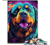 Rompecabezas de 1000 Piezas de Rottweiler, Arte Colorido, difícil de Entender para Adultos, Ideal para interactuar en Familia y como Regalo Divertido, diseño Abstracto Vibrante (tamaño 26x38cm)