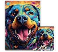 Rompecabezas de 1000 Piezas de Rottweiler,Arte Colorido,Rompecabezas Imposible para Adultos,Ideal para Adolescentes y coleccionistas,Regalo de Viaje,Actividad Familiar,26x38cm/10,23x14,96 Pulgadas