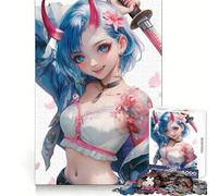 Rompecabezas de 1000 Piezas de Samurai Oni Girl para Adultos: Mejora la Memoria, diversión Tranquila, Bordes Afilados, Regalo navideño (50x75cm)