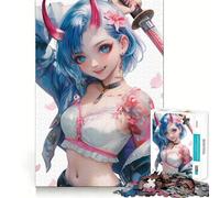 Rompecabezas de 1000 Piezas de Samurai Oni Girl para Adultos: Mejora la Memoria, diversión Tranquila, Bordes Afilados, Regalo navideño (50x75cm)