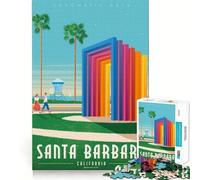 Rompecabezas de 1000 Piezas de Santa Bárbara,California,Ajuste, Arte,Juego de Habilidad Mental,Tiempo de Descanso,Juego,Regalo de Arte navideño (38x26cm)