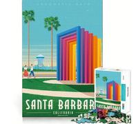 Rompecabezas de 1000 Piezas de Santa Bárbara,California Arte de Corte preciso Diversión cognitiva Juego Tiempo Libre Diversión Escena navideña Arte (38x52cm)
