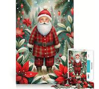 Rompecabezas de 1000 Piezas de Santa Claus en un país de Las Maravillas Invernal para Adultos Juguete de lógica Fina Tiempo Libre Arte de Bordes limpios Coleccionable (38x52cm)