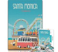 Rompecabezas de 1000 Piezas de Santa Mónica, California, para Adultos Un Juego desafiante, Toda la Familia, 38x26cm