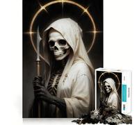 Rompecabezas de 1000 Piezas de Santa Muerte Blanca Juguete Que desafía la Mente Troquelado de Alta precisión Divertido Reto para Pasar el Tiempo (38x26cm)